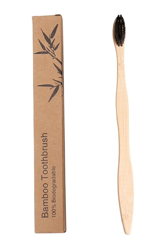 Wholesale Free Sample Biodegradable Custom 10 Pack Black Bambu Tooth Brush Soft Charcoal Bamboo Toothbrush