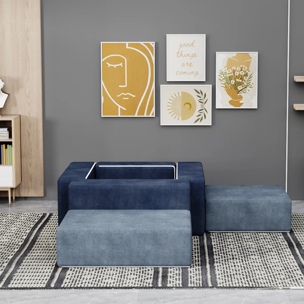 2022 manufactories hot selling customized home soft play fort couch set Safety Building Blocks High Density Foam Sofa