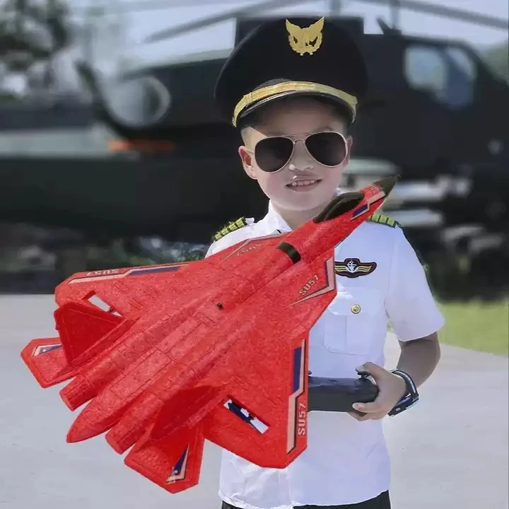 SU57 Model Warplane Flugzeug Radio controlled Airplane Unbreakable Hand Throwing Fixed Wing Foam Glider RC plane With Light