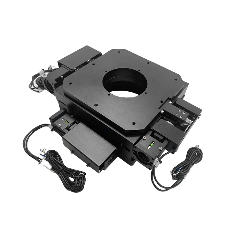 C&K 120*120mm XYR Axis UVW Stage Black Anodized Surface Treatment  Motorized Sliding Table For Visual Alignment