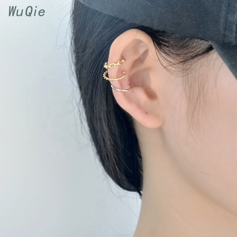 Wuqie 2020 Simple Earrings Set No Piercing Ear Wrap Silver Jewelry Gold Plated Ear Cuff