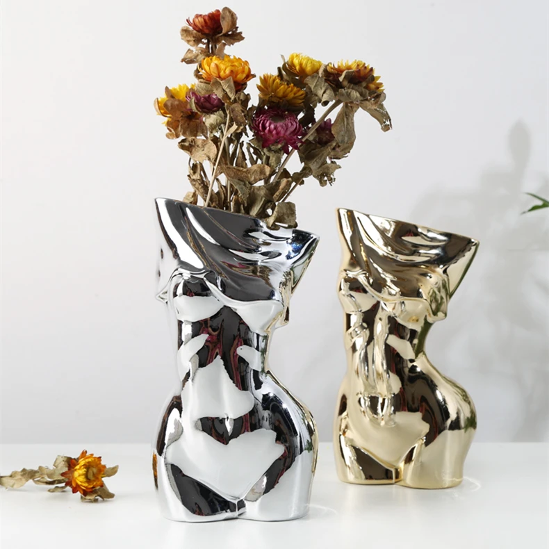 OEM DOM Female Body Floreros Chinese Ceramic Butt Vase mariage  Matte Women Flower Vase