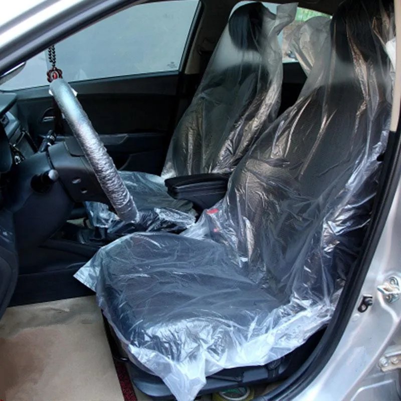 clear color Pe Disposable Plastic Car Seat Cover and clean set With High Quality