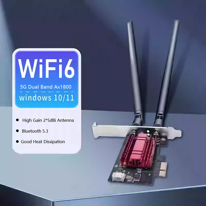 Беспроводная сетевая карта WiFi 6 со сверхнизкой задержкой с Bluetooth 5 3 AX1800 Двухдиапазонная беспроводная для ПК