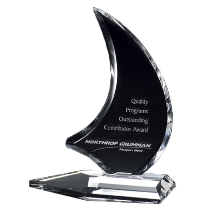 blank crystal black trophy crystal glass awards and trophies plaques for souvenir  sailing boat trophy crystal
