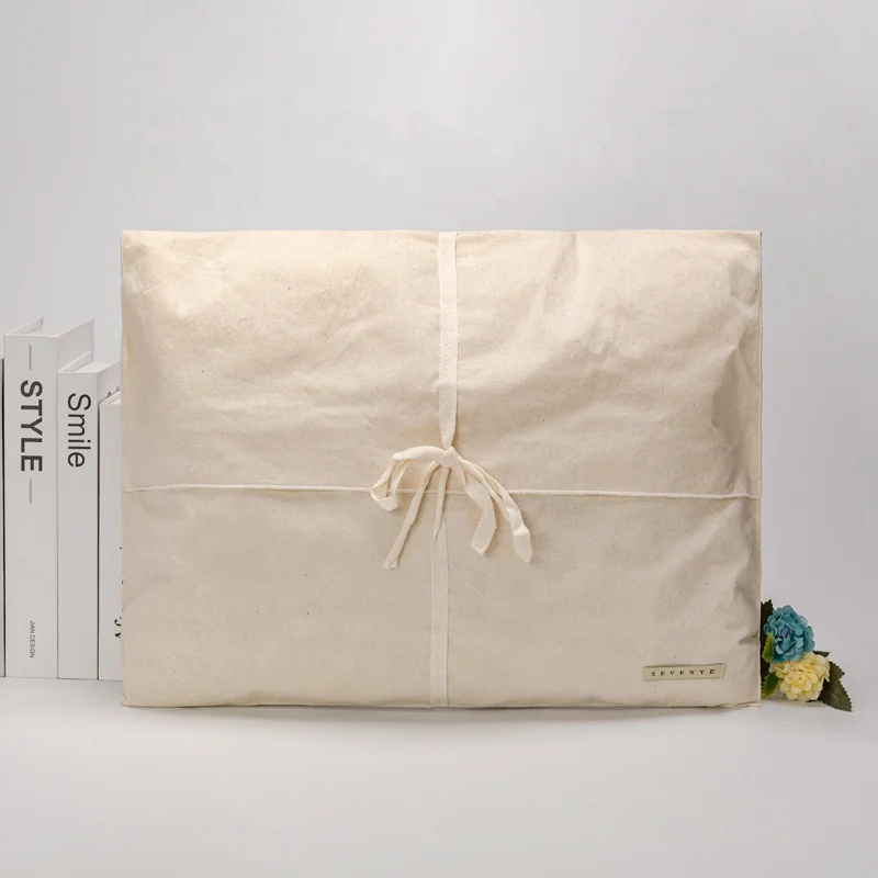 Custom Logo Printed Recyclable Cotton Soft Gift Envelope Flap Jewelry Package Pouch Handbag Shoe Cosmetic Dust Bag