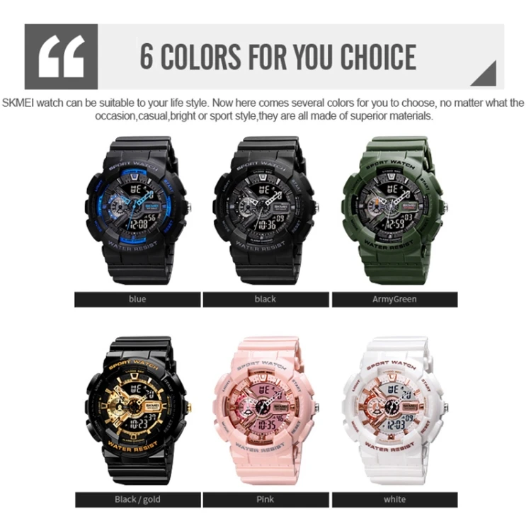 Hot Sale SKMEI 1688 LED Dual Time Digital Display + Pointer Luminous Sports Electronic Watch