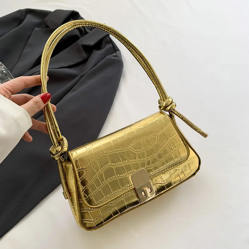 Luxury Women Handbags Gold Color Fashion Women Shoulder bag Durable PU Leather bag for Ladies