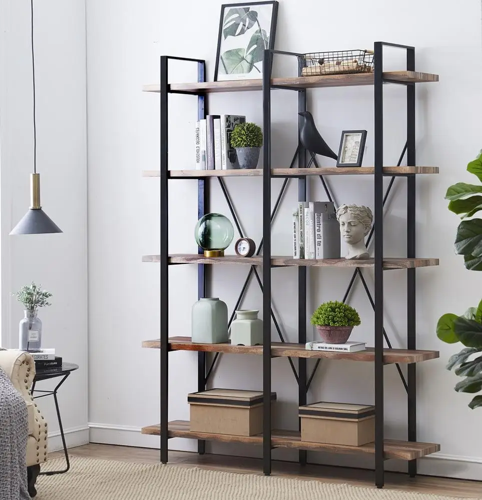 
Ladder Style Bookcases Furniture Vintage Industrial Bookshelf Large Book Shelves for Home Office Decor Display 