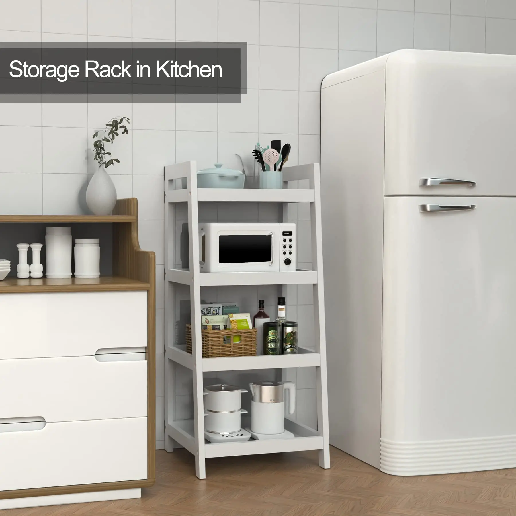 Custom 4 Layers Bathroom Shelf Bamboo Rack Holder Frame Ladder Rack Bookshelf Book Storage Holders Shelf For Kitchen Bathroom