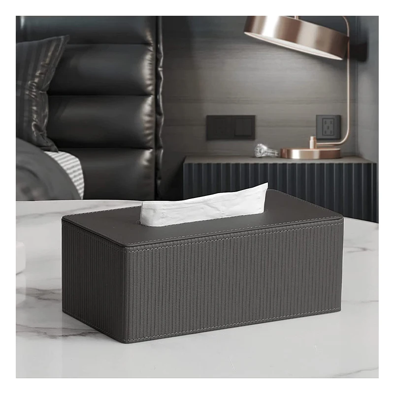 MAVOBO Light Luxury Fashion Design Living Bedding Room Rectangular Leather Tissue Napkin Holder Tissue Box Cover