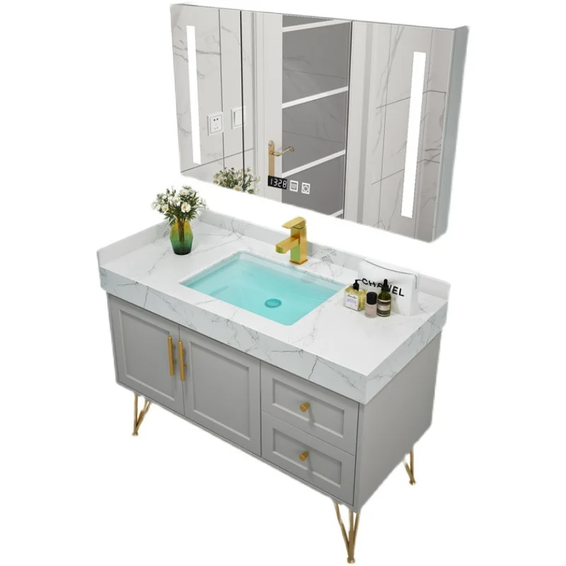 Factory Customized Washroom Wall Hung Mounted Single Sink Bathroom Floating Vanity Cabinets Set Modern Minimalist Style