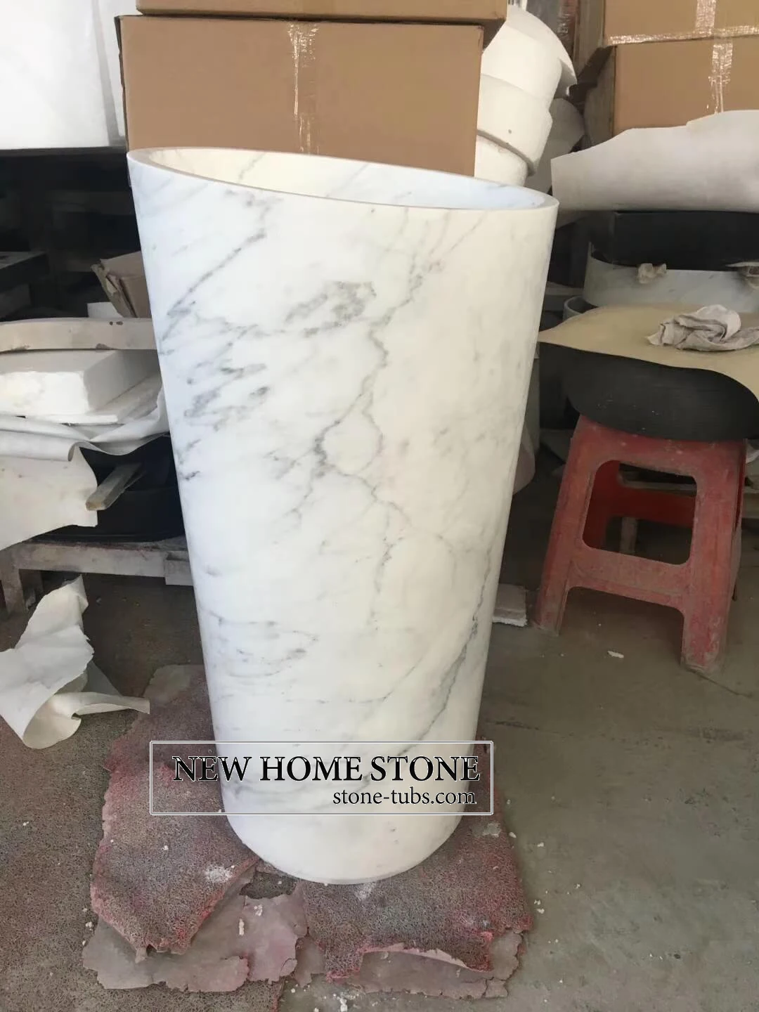 Customized Design Wholesale Natural Stone White Marble Sink Wash Basin Pedestal Sink for bathroom
