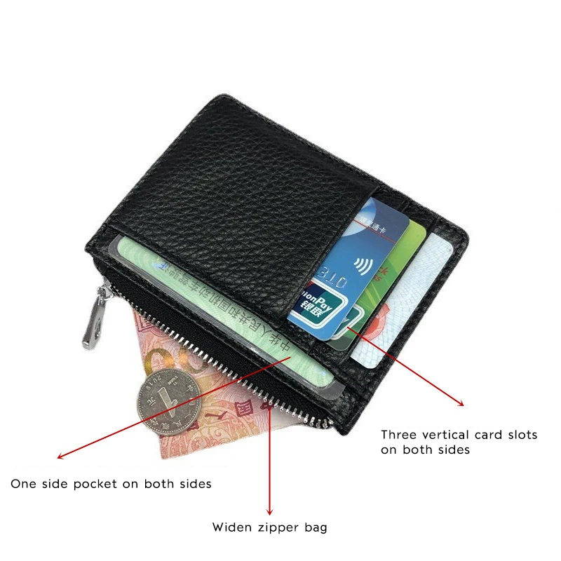 Genuine Leather Credit ID Card Holder Bank Card Sets Slim Men Women Short Rfid Mini Wallet