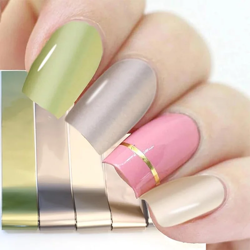 High Quality 6pcs/box Nail Foil Sets Metal Glitter Gold Foil Flakes Holographic Sequins Foil Nail Art For Nail Art Decoration