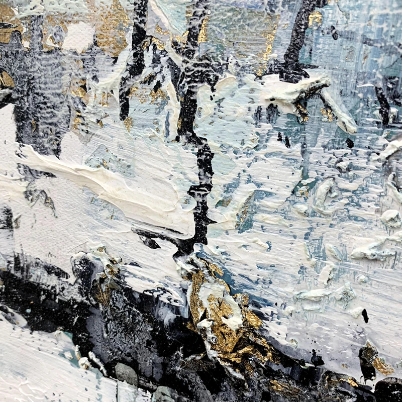 Handmade Wall Modern Painting Wall Art Painting for Living Room Silver Foil Abstract Hotel Artwork handmade painting on Canvas