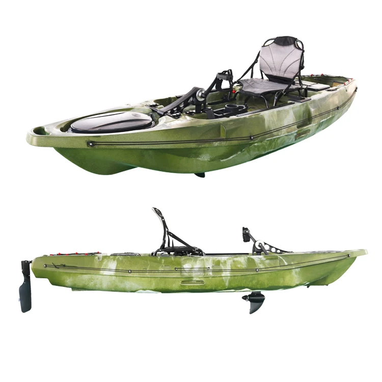 Single Seat One Person Fishing Sit On Top Pedal Drive System Plastic Kayak