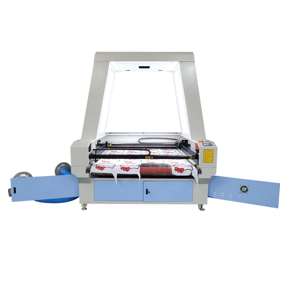 Машина для лазерной резки ткани с CCD-камерой машина автоматической подачей двойной головкой рулонной цифровой печатью текстиля