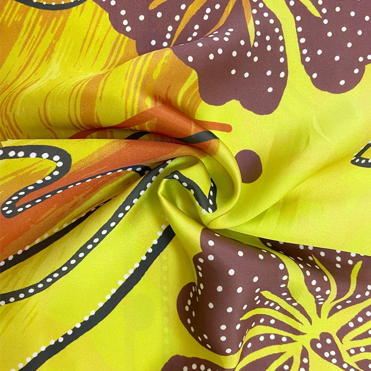 Wholesale  digital print 100% Polyester woven satin fabric shiny silk print chiffon fabric for fashion dress