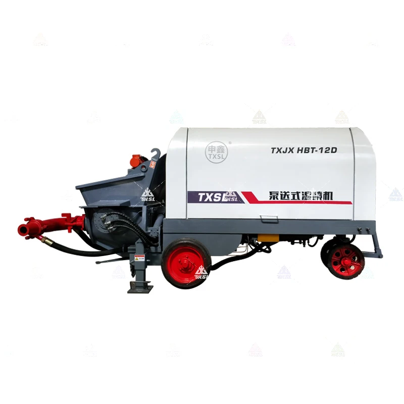 Motor Mobile Ready Concrete Mixer with Pump Portable Trailer Mounted Concrete Mixing Pump Diesel Long Power Tank