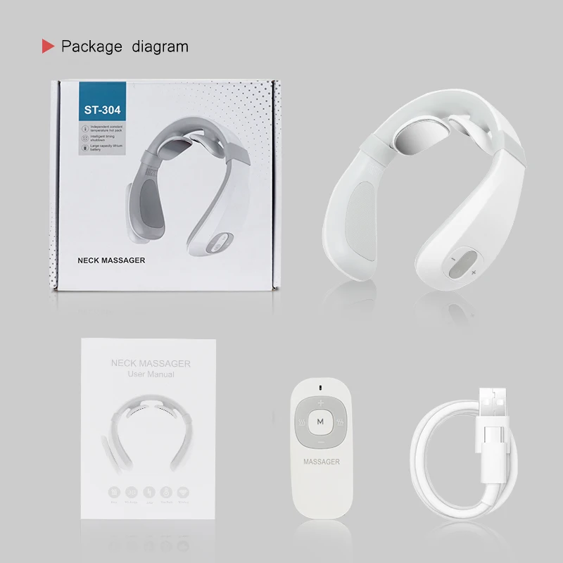 2022 powerful wireless Mini Electric EMS Neck Massager Intelligent Remote Control Heating electronic Smart Neck Massager