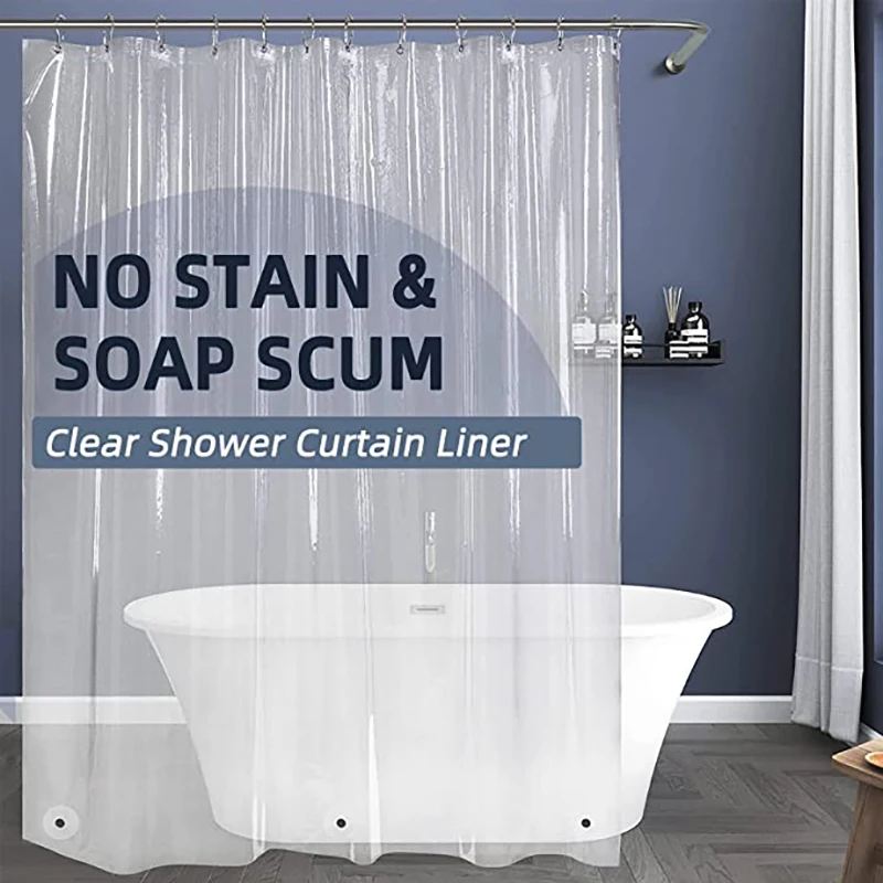 Clear Shower Curtain Lining 72 x 78 long plastic PEVA Shower curtain with bathroom lining with magnet rust proof washer hole
