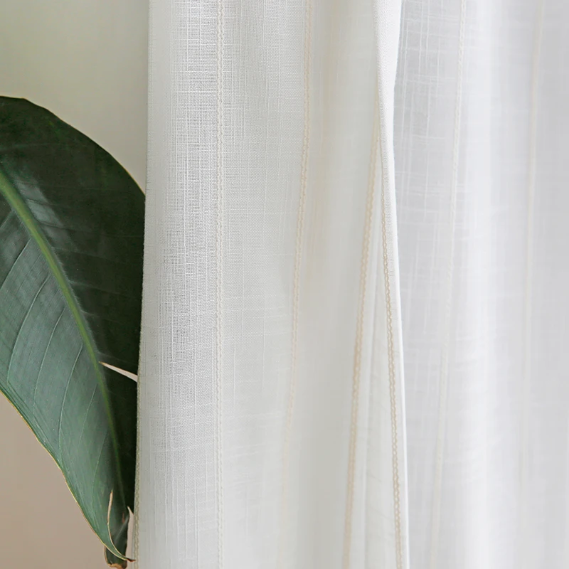 Innermor Modern Striped rideau salon White Color Tulle Sheer for bedroom Window Cortina Custom Size Voile Panel
