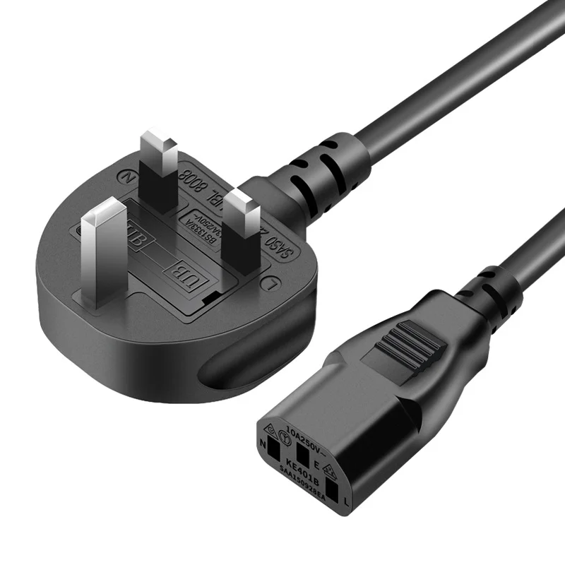 6ft UK Computer Power Cable 18AWG BS 1363 to C13 10A 250V UK power cord cable for Desktop Laptop