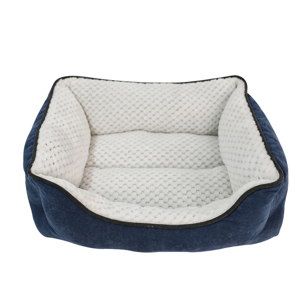 
Pet Products Customized Brand FBA Anti Anxiety Memory Foam Dog Sofa Bed Mat Orthopedic Big Large Square Dog Bed Washable 
