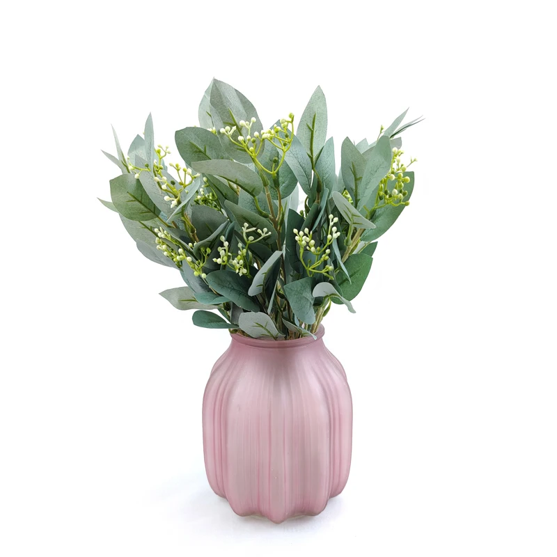 Artificial Flower Plant Greenery Artificial Eucalyptus Leaf Green Short Stem Olive Branches With Fruit For Wedding Decor