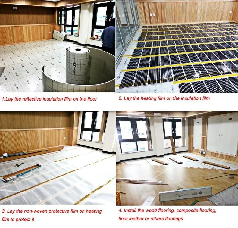 Minco Heat 220W/M2 High Efficiency Infrared Carbon Heating Film Electric Warm Floor System 50cm Width Heating Foil Mat