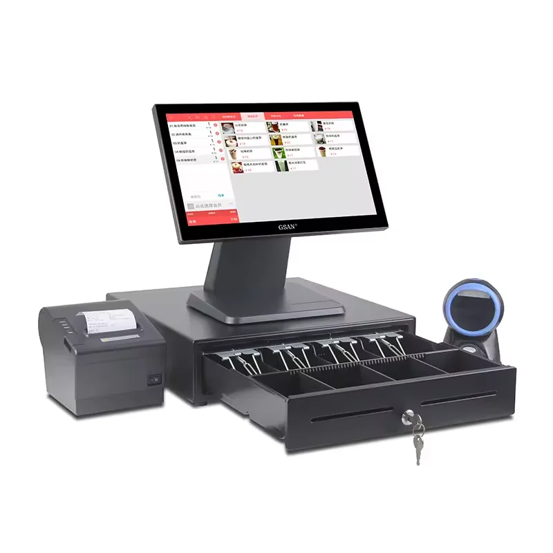 15/17 inch all in one POS system touch screen pos terminal cash register cash drawer
