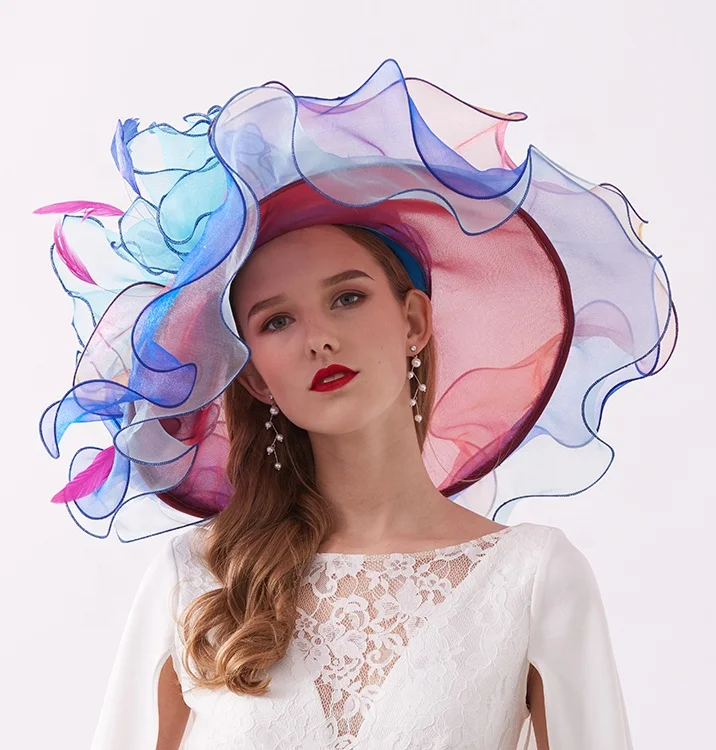 2022 new design fashion wedding hats tea party  fancy church hats horse rate  big size fancy hats