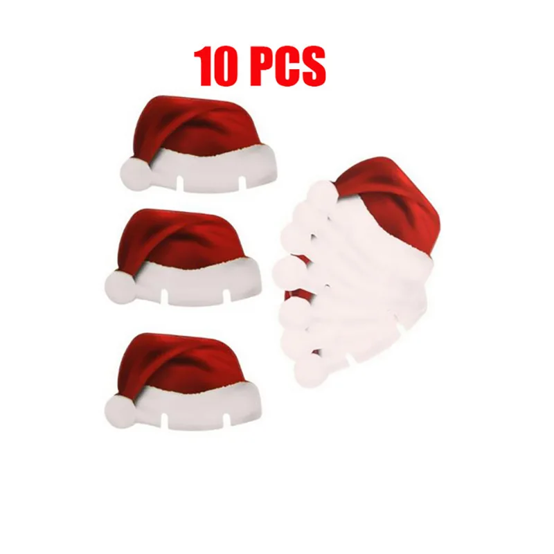Christmas Decorations 10PCS Christmas Hat Red Wine Cup Card