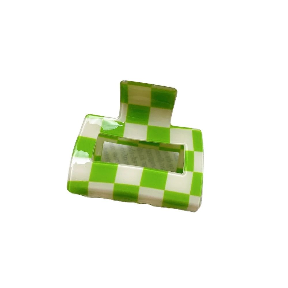 2021 New Large Multicolor Checkerboard Grid Square  Acetate Hair Clip Claw Hair Women Hair  Accessories