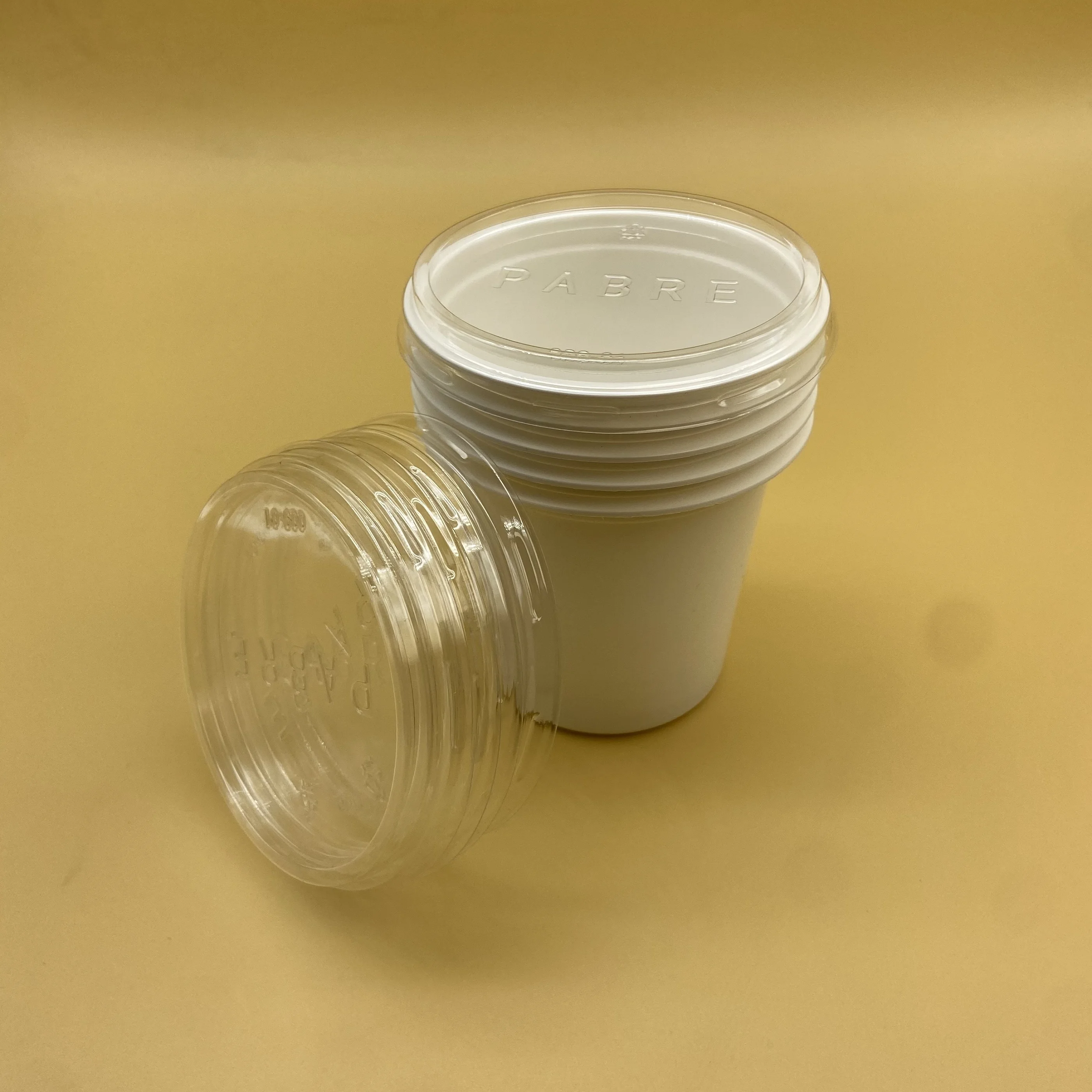 Sulide Eco Friendly 280ml 10 oz Disposable PP Plastico Yogurt Plastics Packaging White Cup Custom Plastic with PET Lids