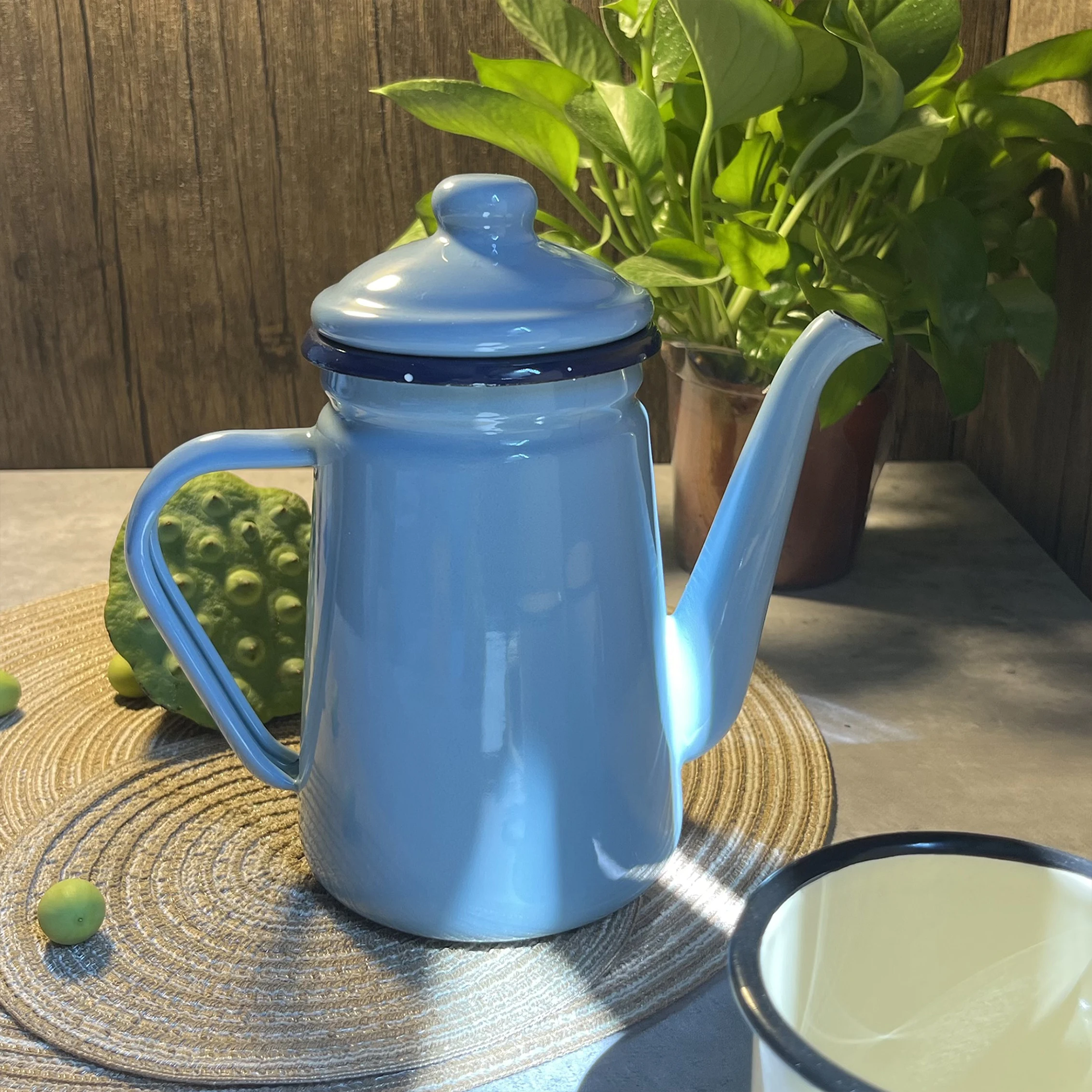 Enamelware Coffee Kettle Coffee Pot Tea pot  Metal Steel  Hot Water Tea Kettle