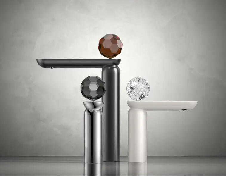 In Stock 2024 New style brass crystal switch handle basin faucet bathroom premium water tap