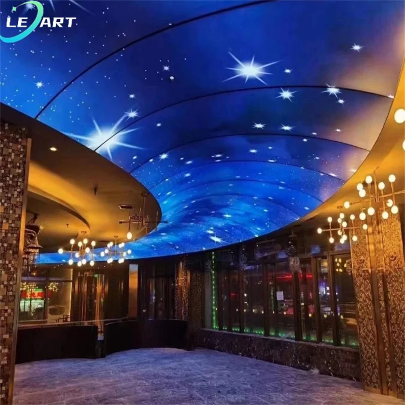 Guangdong Decor OEM Brand New Commercial Metal Drop Ceiling Tiles Stretch Fabric Twinkling Star