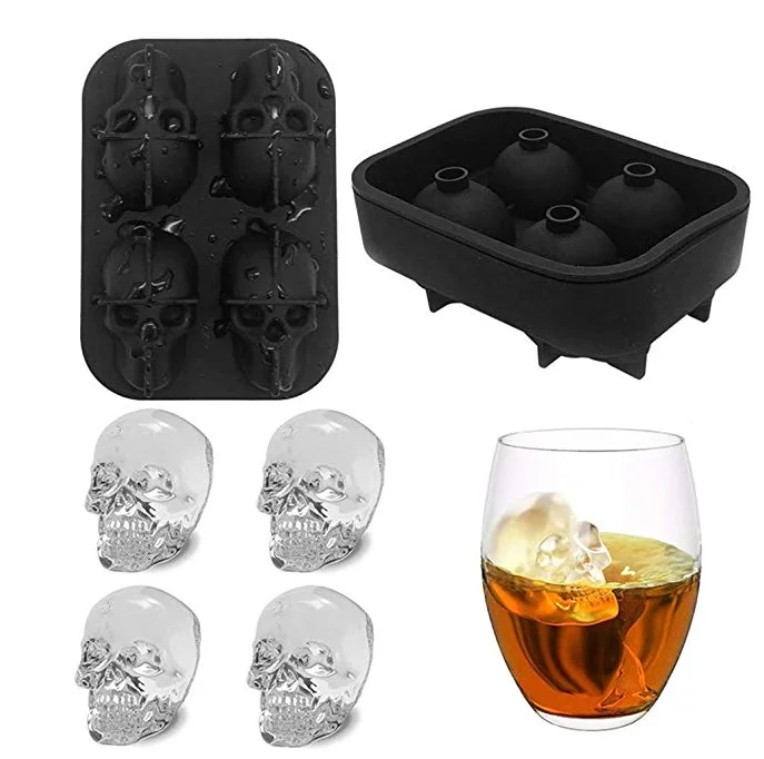 Whiskey  BPA Free skull ice mold  3D Skull shape styles ice cube Mold