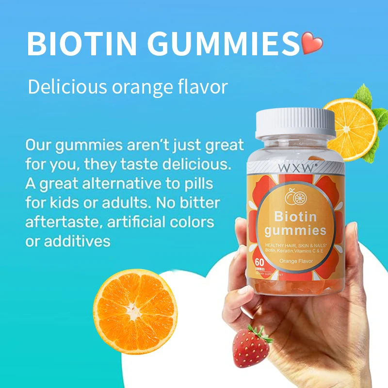 Stock WXW Biotin Collagen Vitamin Enhance Immune Gummies Natural Flavor Biotin Gummy Pectin Biotin Healthy Skin Nails Hair Gummy