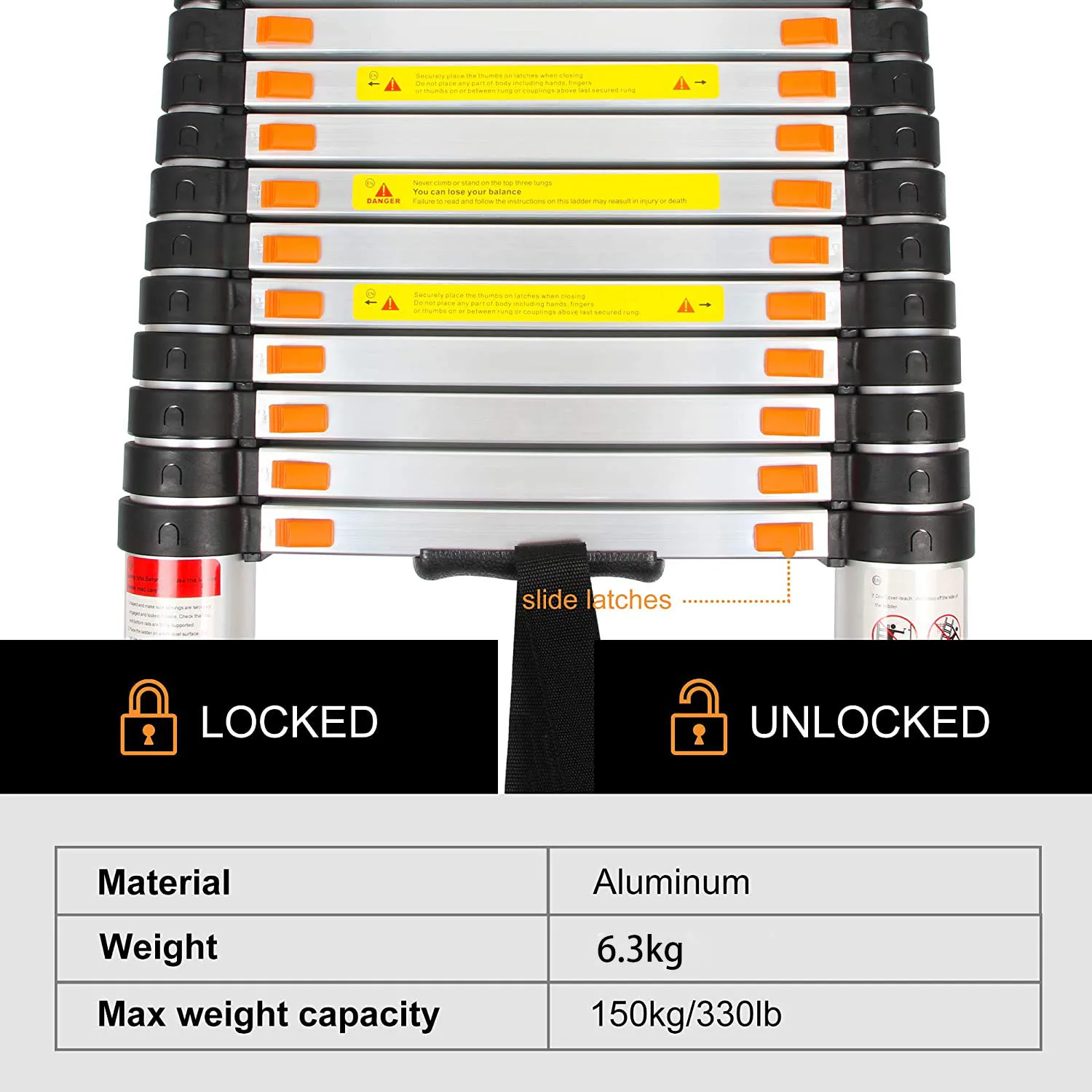 2.6M Telescopic Aluminium Manufacturer Foldable Extendable Ladder