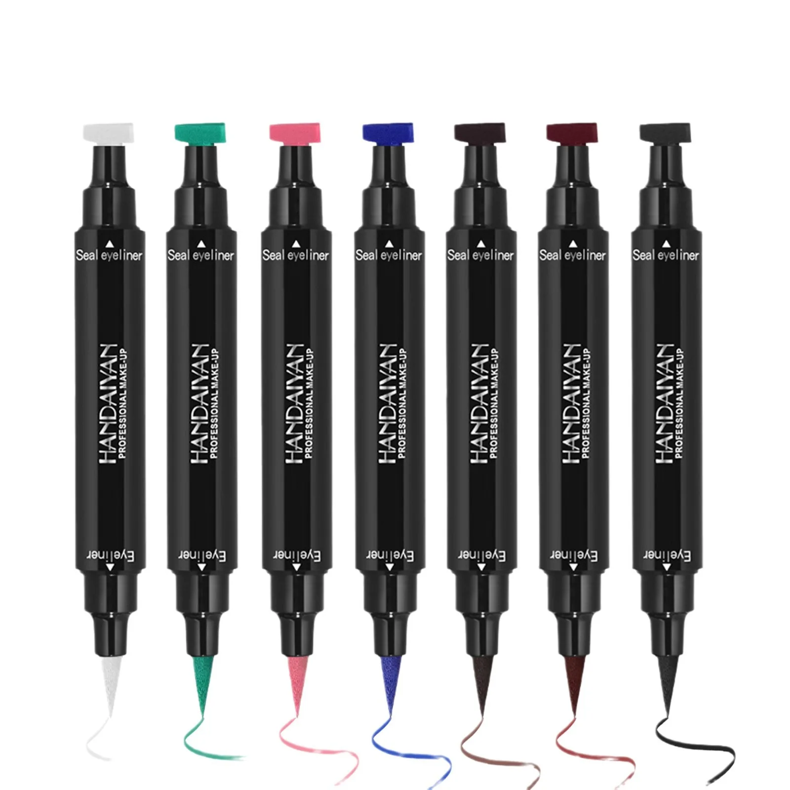 Handaiyan Fashion Triangle Seal 2 in 1 Liquid Eyeliner Pencil Waterproof Colour Eyeliner Double Headed Eyeliner Pen Makeup Tool