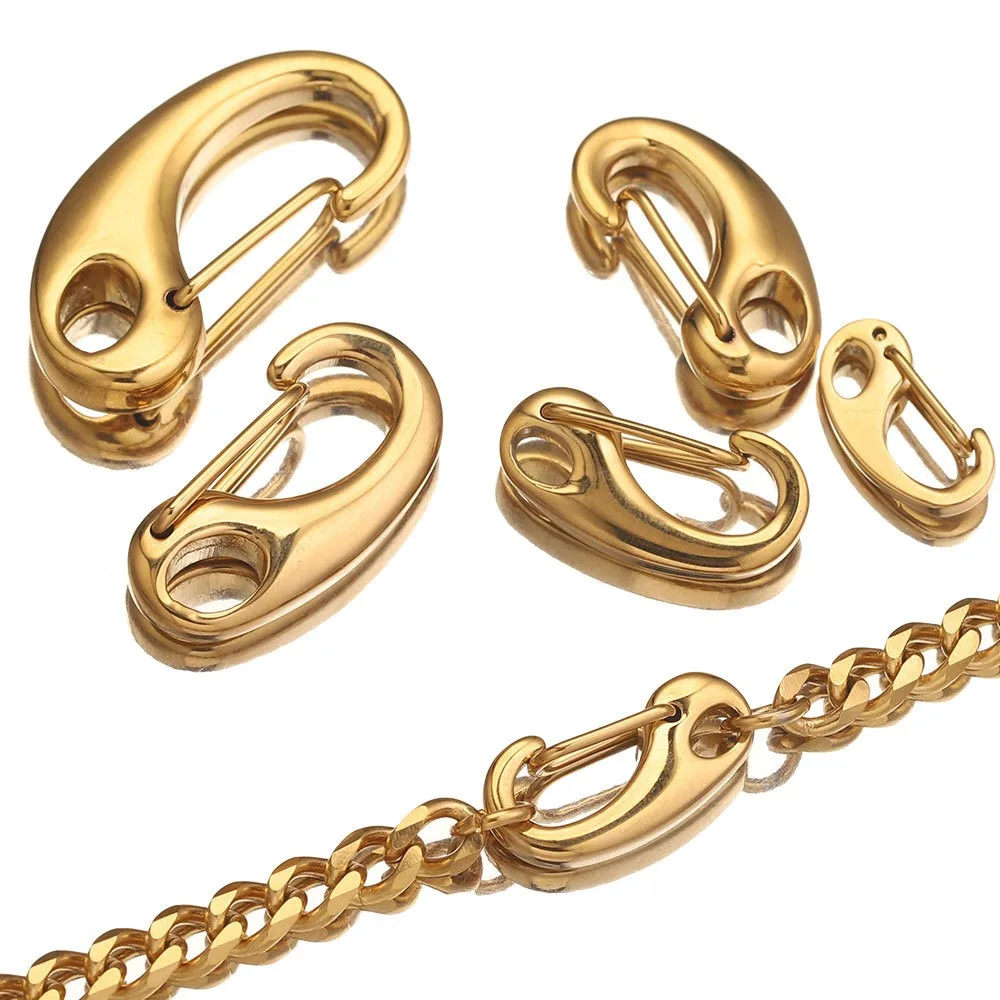 Silver Gold Stainless Steel Lobster Clasps Unique Shrimp Style Lobster Clasp Eye Lobster Snap Clasp Key Chain Keyring Connection