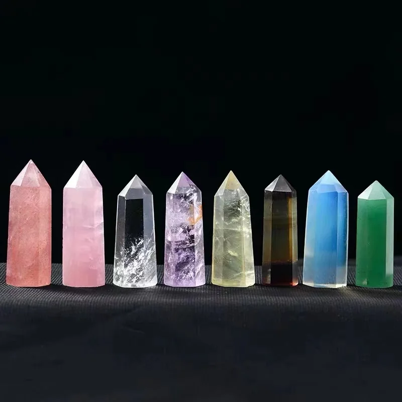 high quality natural stone crystals healing stones Amethyst Clear Rose Quartz Crystal wand Point crystal point