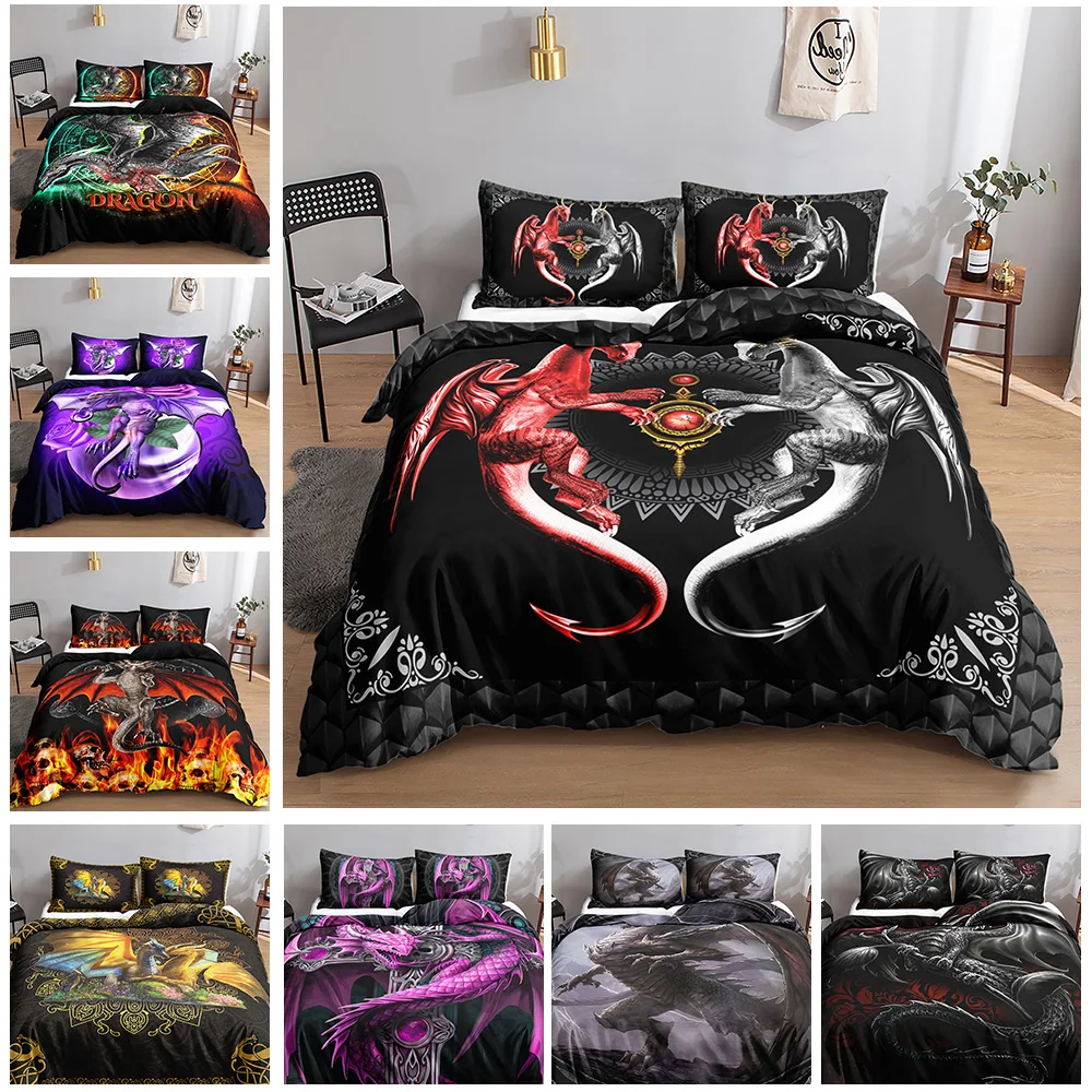 Wholesale high quality 3d dragon bedding set pieces custom duvet cover