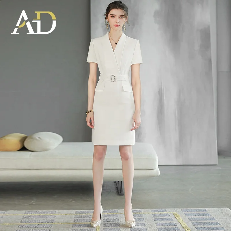 French style elegant  high-end slim fit bouffant custom fashion slit dress for Fat women outsources professional manufacturer