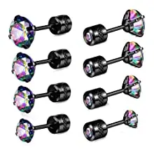 QIUHAN Pack Zircon Stud Earringsfor Screw Back Earrings Sleep Stud with Stainless Steel Women Trendy Opp Bag Party Earrings