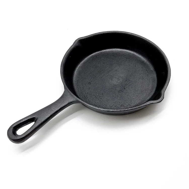 Round cast iron stove grill pan non-stick bbq grill frying pan with edges