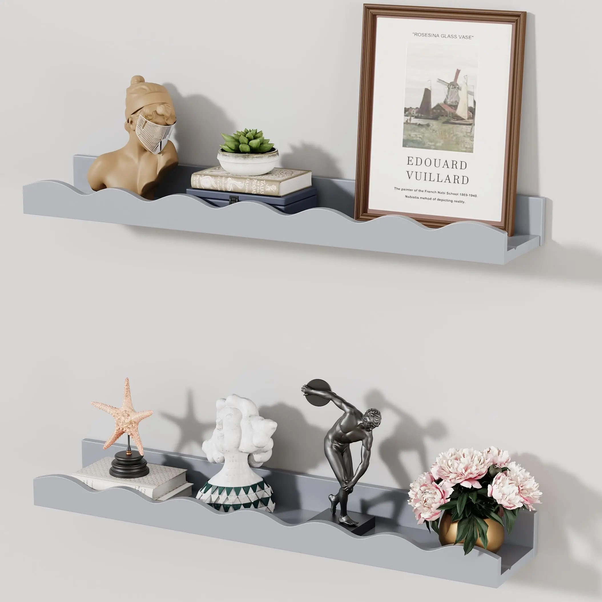 Floating Shelves for Wall Decor Set of 4 Book Shelves Over Toilet Wall Shelf for Books, Plants, Photo Frames